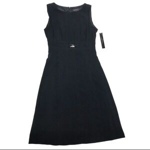 NEW TAHARI 4 classic Elegant Black Sleeveless fit flare Dress sheath midi length